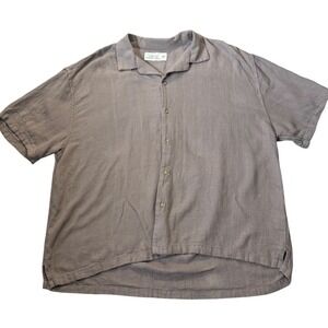 ABERCROMBIE‎ & FITCH Mens Linen Blend Short Sleeve Button Up Shirt XXL Taupe